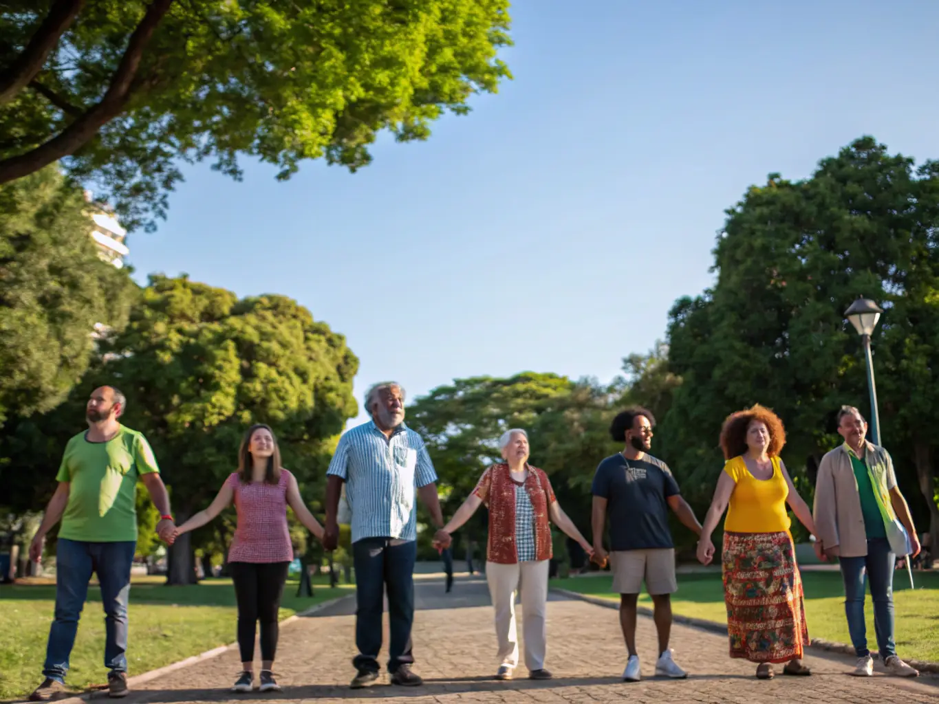 An image showing participants engaging in a community integration activity, such as a group outing or volunteer project, emphasizing social interaction and inclusion.