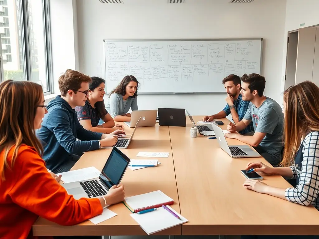 An image showing a group of young adults participating in a job skills training workshop, emphasizing hands-on learning and collaboration.