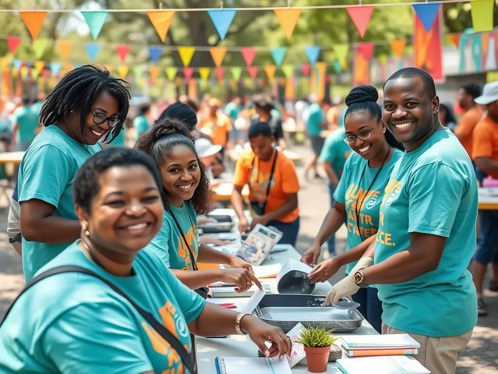 A group of OGS Olympique Grande Synthe members are volunteering at a local community event, demonstrating their commitment to giving back and making a positive impact.