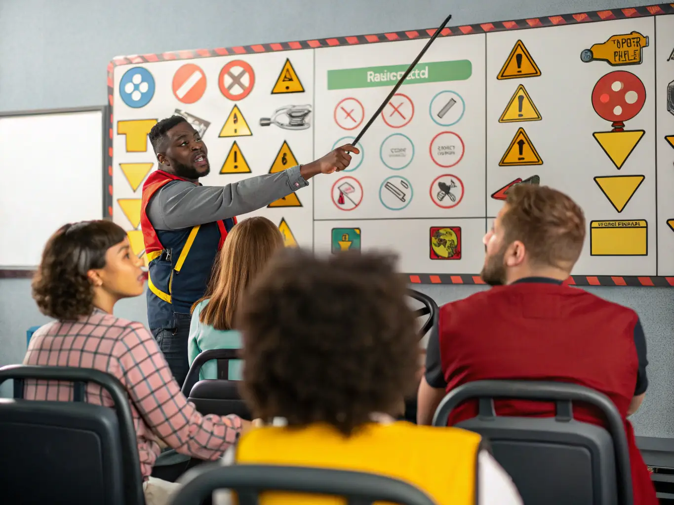 An engaging image of participants in a THIERACHE SECURITE MOTO educational workshop, demonstrating safe riding techniques and motorcycle maintenance practices.